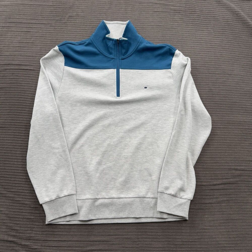 Crown‎ & Ivy 1/4 Zip Pullover Sweater Men Medium Cotton Hrather Grey Long Sleeve